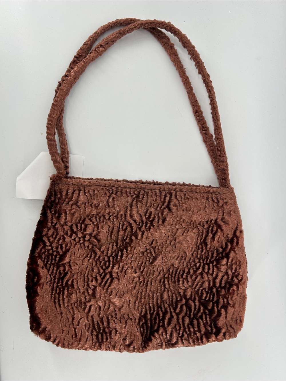 NWOT Brown Velour Handbag / Shoulder Bag